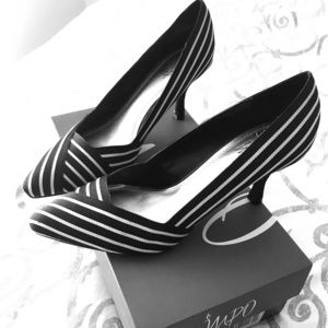 Black and white heels